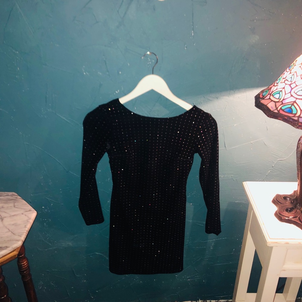 Express Sparkling Black Cocktail Dress